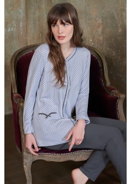 Linclalor Pigiama Donna Abbottonato in Viscosa 2764